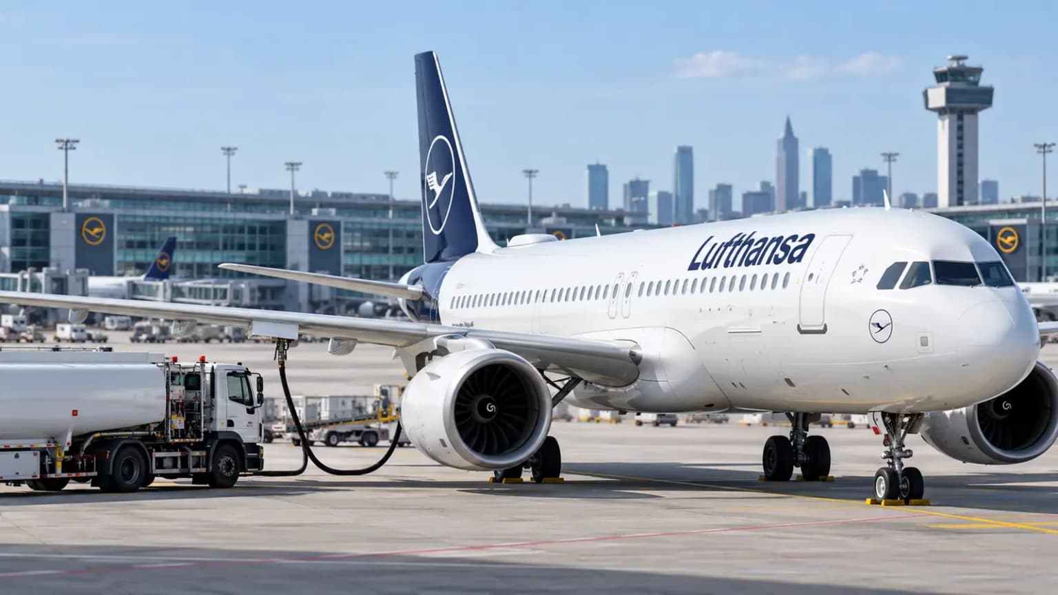 Lufthansa Jet Refuels at Frankfurt Airport (1)